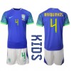 Brasil Marquinhos #4 Bortedraktsett Barn VM 2022 Kortermet (+ korte bukser)